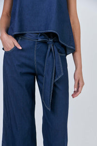 NATURALS 567 Cropped Tie Belt Pants