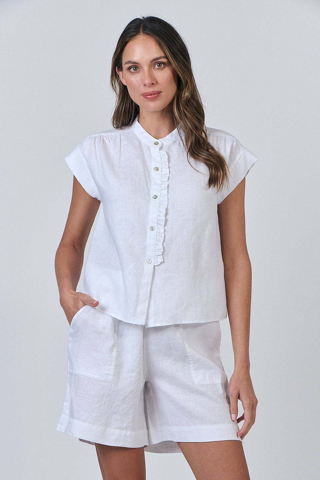 NATURALS 592 Frill Front Shirt