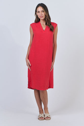 NATURALS 601 V Neck Sless Shift Dress