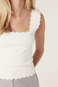 CABLE Villa Crepe Knit Scallop Top