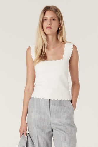 CABLE Villa Crepe Knit Scallop Top